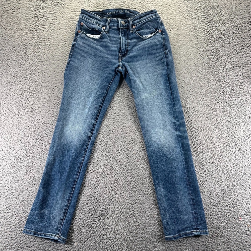 American‎ Eagle Outfitters AirFlex+ Jeans Men's 26x28 Blue Denim Skinny Faded